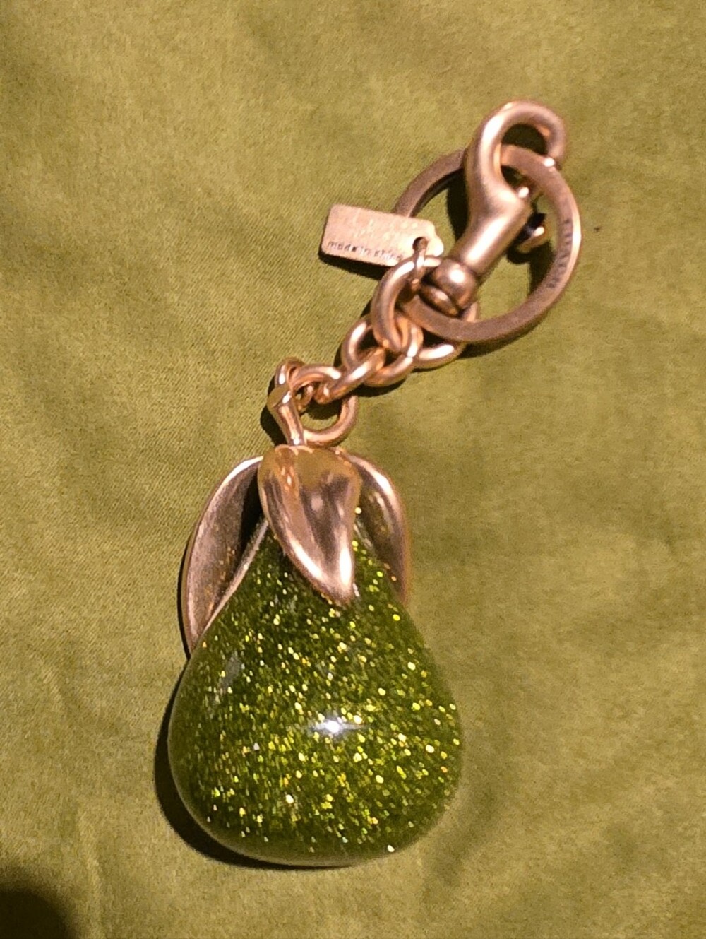 Coach Sparkling Green Pear Keychain Charm - Picture 2 of 2